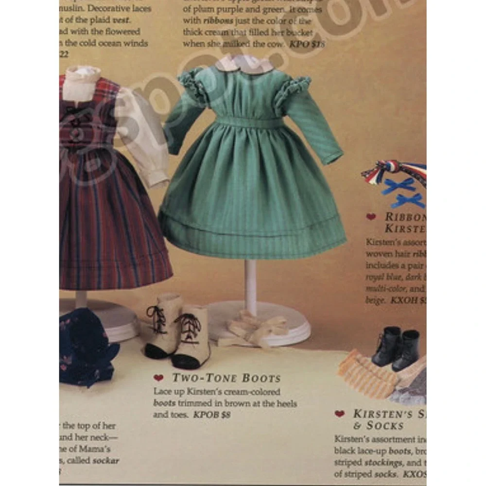 Kirsten Work Dress Pleasant Company American Girl Outfit w/Ribbons Complete 1994